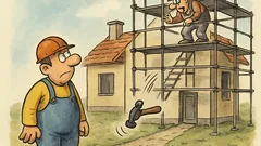 Vtip: Z lešenia padá kladivo...